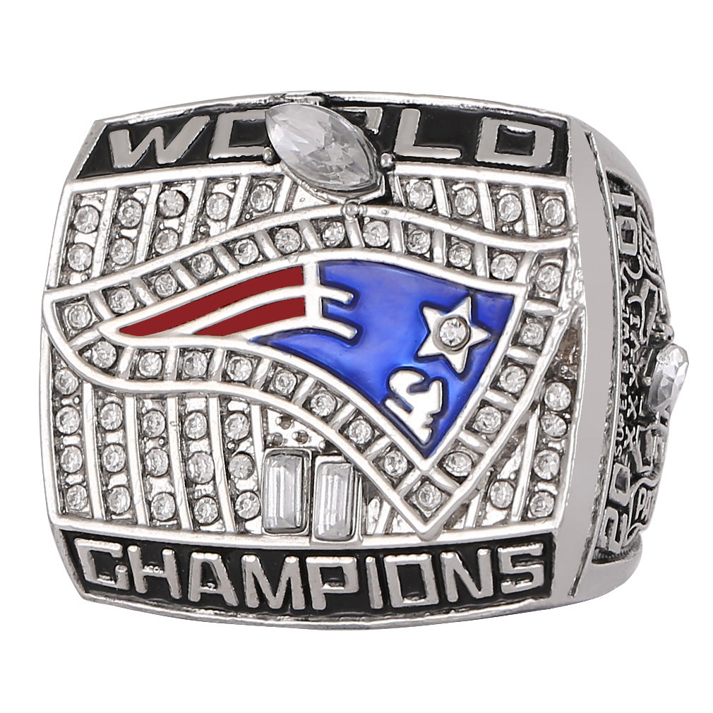 Gempoetry | 36th NFL 2001-2002 New England Patriots Championship Ring Alloy Diamond Men's Ring