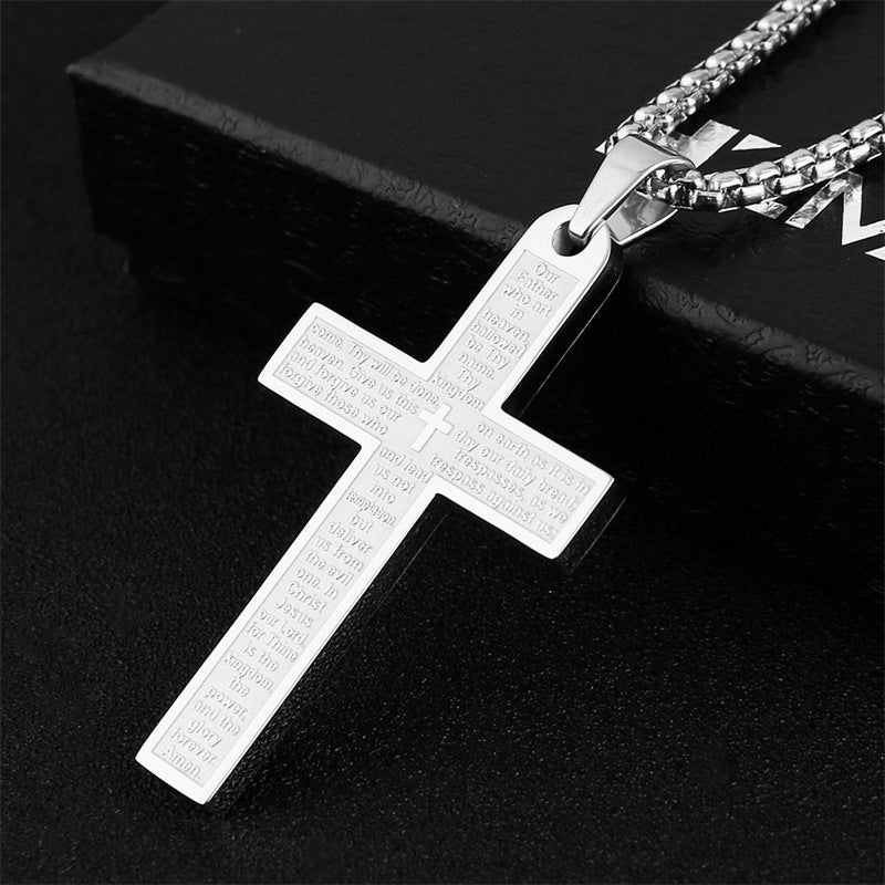 Gempoetry | Titanium steel gold cross necklace men's hip-hop titanium steel pendant sweater chain American hip-hop necklace men's black gold accessories trendy