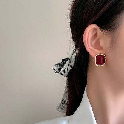 Gempoetry | Retro Ankra Red Dropped Glazed Earrings for Women in Autumn and Winter, with a Light Luxury Charm and a High Grade Feeling. Earrings with a Unique Design for the New Year