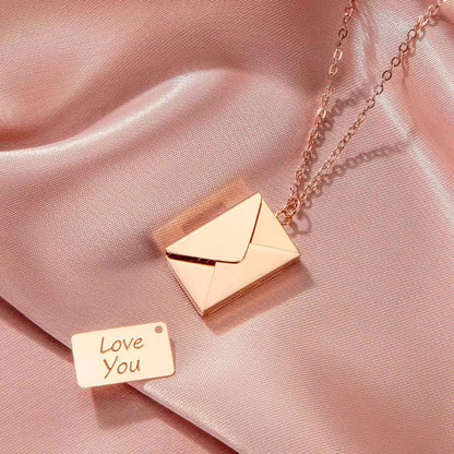 Gempoetry | Literary envelope can be opened, commemorative design sense, English letter card, stainless steel titanium steel necklace