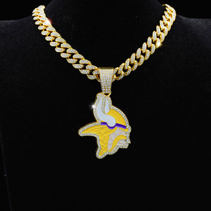 Gempoetry | NFL Minnesota Vikings Football Team Pendant Necklace with Male Personality Full Diamond Hip Hop Cuban Chain