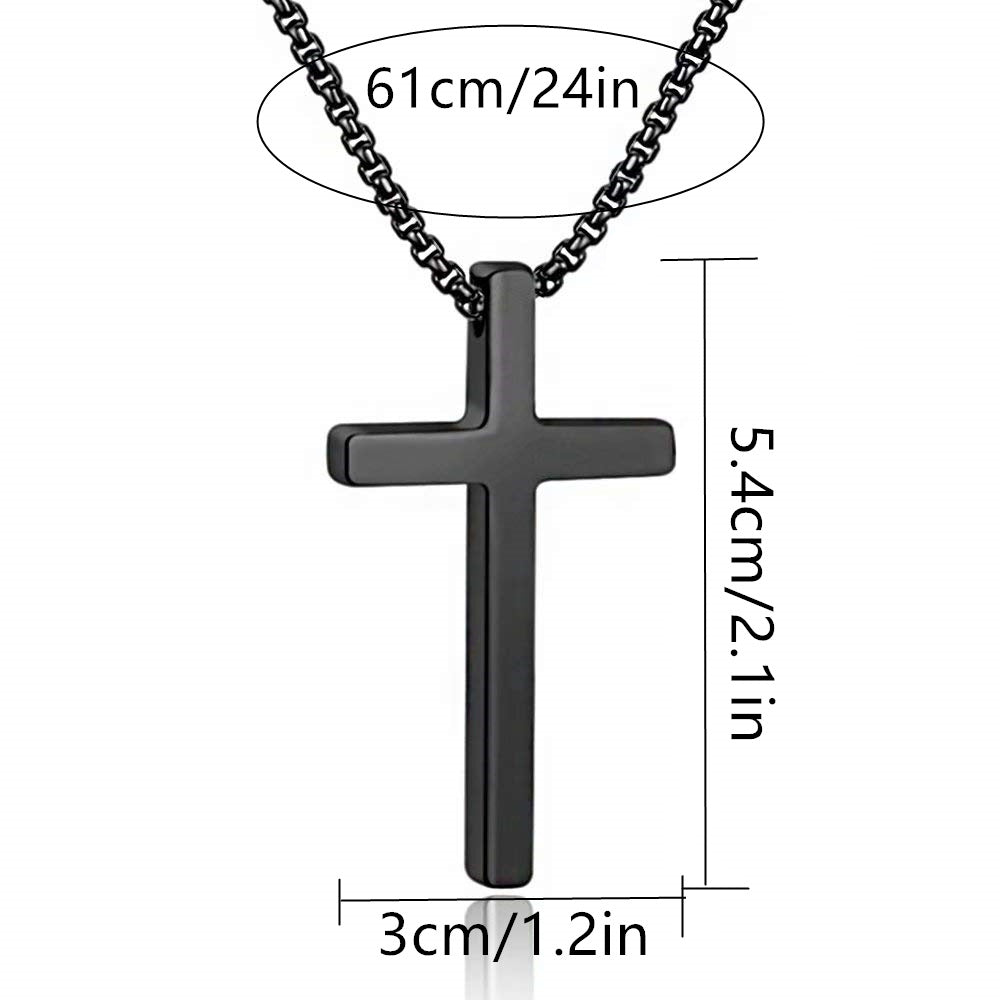 Gempoetry | New Ins style minimalist titanium steel black cross necklace, trendy men's versatile pendant, sweater chain accessory