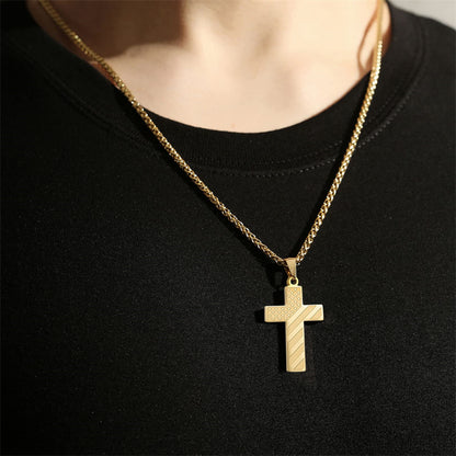 Gempoetry | Cross flag necklace with high-end letters, hip-hop titanium steel American necklace in stock