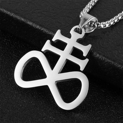 Gempoetry | New Satan Cross 8-Character Pendant Necklace Stainless Steel Religious Graphic Men's and Women's Fashion Accessories