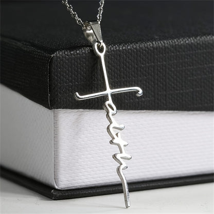 Gempoetry | Cross necklace titanium steel ins wind stainless steel jewelry letter faith pendant in stock