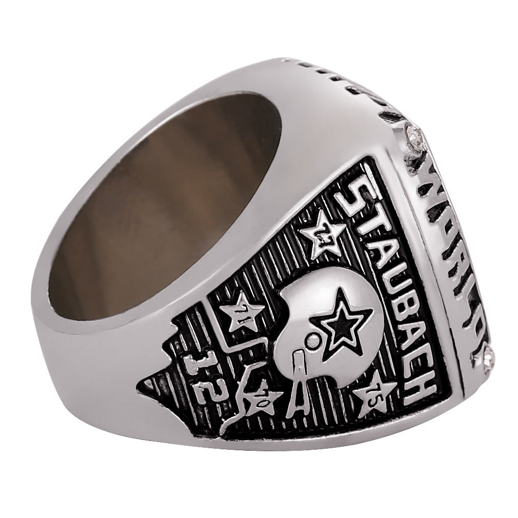 Gempoetry | 12th NFL 1977-1978 Dallas Cowboys NFL Football League silver ring environmentally friendly alloy men's ring