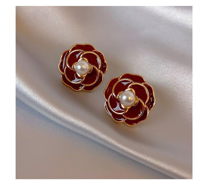 Gempoetry | Retro Ankora Red Pearl Earrings, New Popular, Unique, and Uniquely Designed for Women, High End Earrings