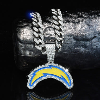 Gempoetry | NFL Los Angeles Chargers fashion personality Chargers football team necklace accessories men's hip-hop full diamond Cuban chain