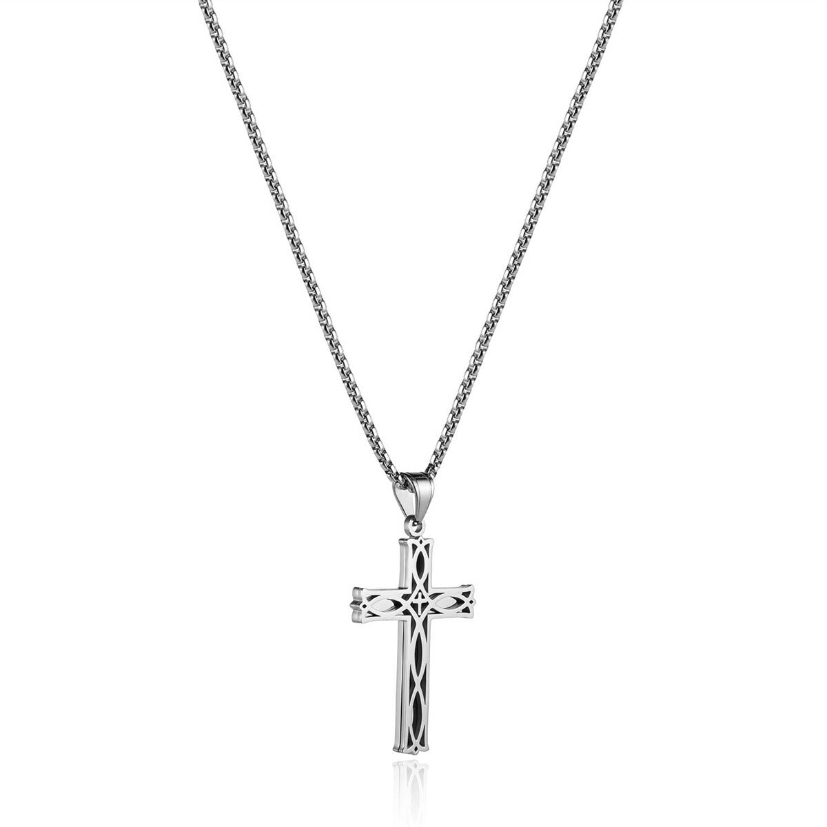 Gempoetry | Trendy men's stainless steel Celtic knot cross, personalized and versatile Irish pendant necklace