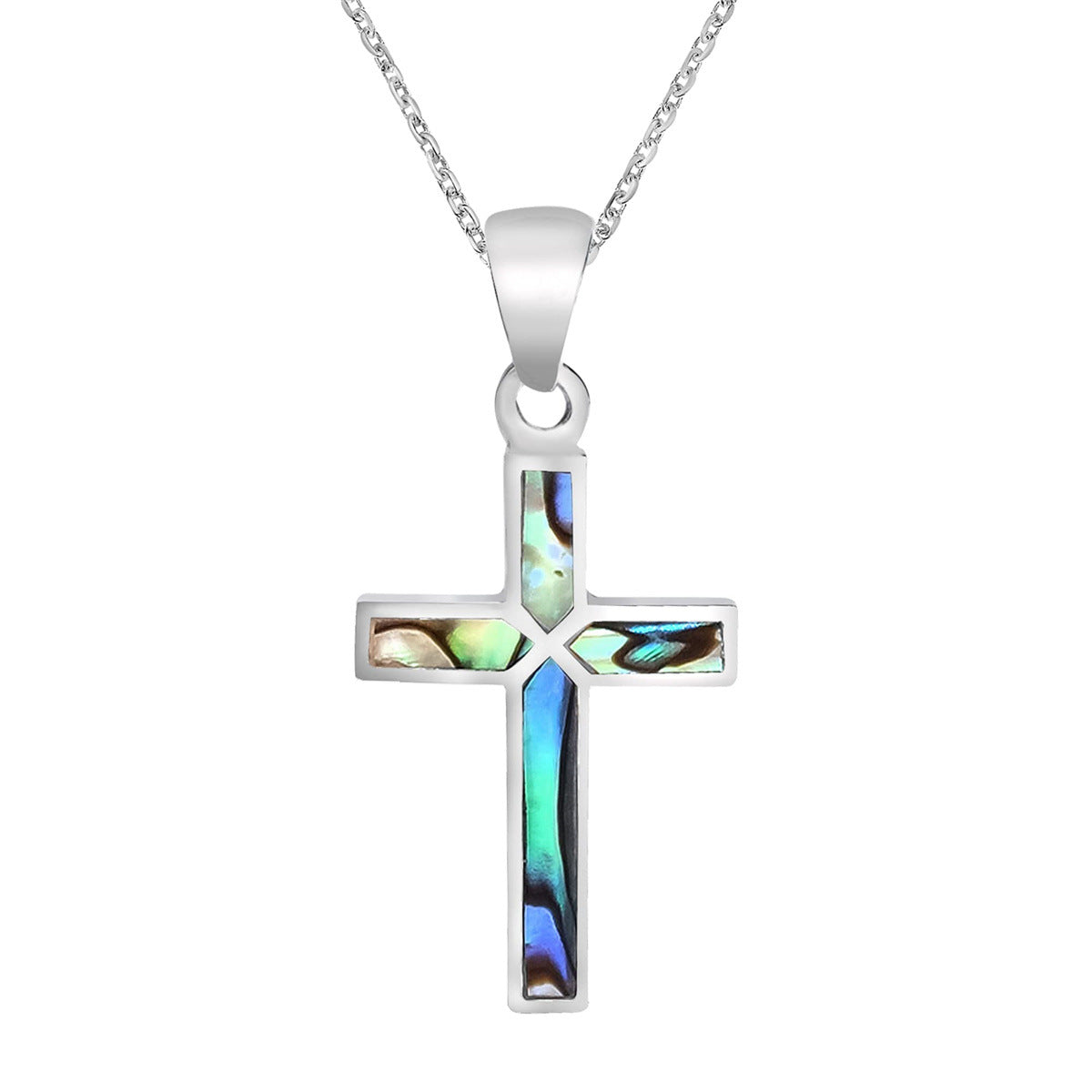 Gempoetry | Faith Cross Inlaid with Abalone Shell Stainless Steel Pendant Necklace