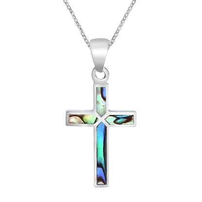 Gempoetry | Faith Cross Inlaid with Abalone Shell Stainless Steel Pendant Necklace