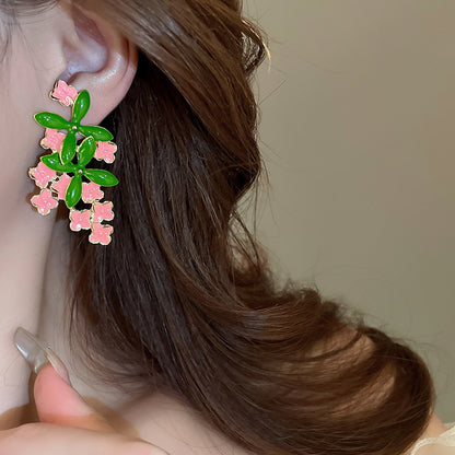 Gempoetry | Small, fresh, sweet, oil dripping flower earrings for summer, new style, high-end temperament, fashionable earrings, light luxury earrings