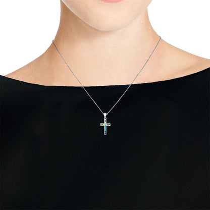 Gempoetry | Faith Cross Inlaid with Abalone Shell Stainless Steel Pendant Necklace