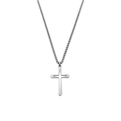 Gempoetry | Stainless steel hollow cross men's and women's silver necklace, fashionable, personalized, simple pendant