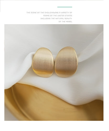 Gempoetry |European and American retro metal geometric irregular earrings with simplicity, cool breeze, fashionable brushed texture, earrings with light luxury and gold color