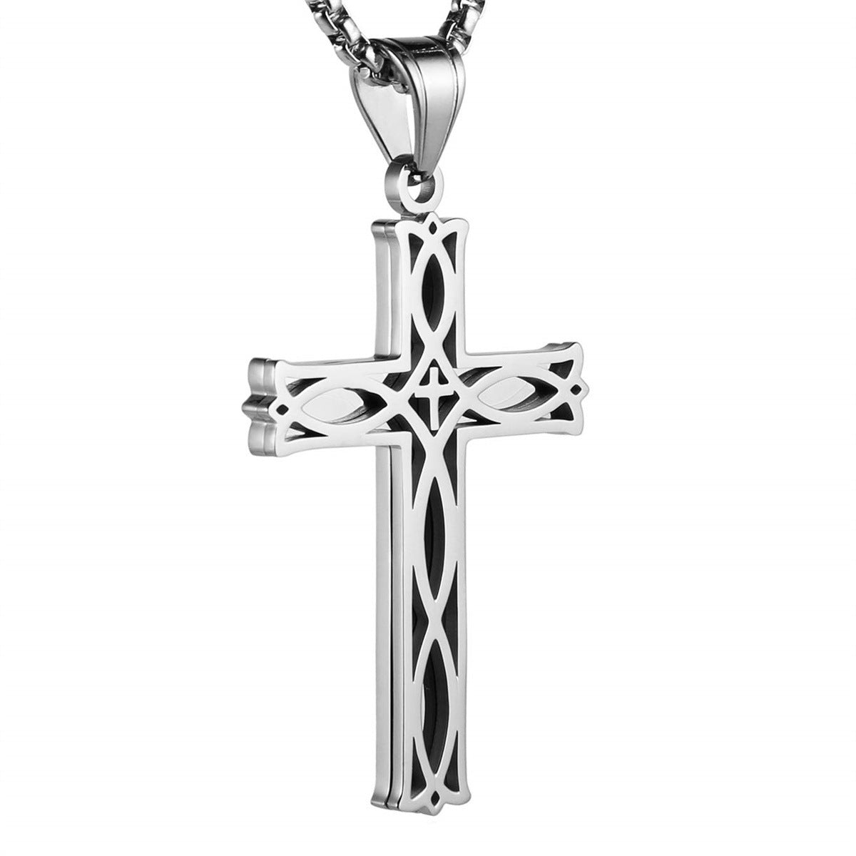 Gempoetry | Trendy men's stainless steel Celtic knot cross, personalized and versatile Irish pendant necklace