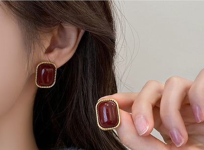 Gempoetry | Retro Ankra Red Dropped Glazed Earrings for Women in Autumn and Winter, with a Light Luxury Charm and a High Grade Feeling. Earrings with a Unique Design for the New Year