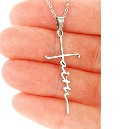 Gempoetry | Cross necklace titanium steel ins wind stainless steel jewelry letter faith pendant in stock