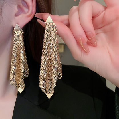 Gempoetry |New trendy, luxurious, high-end earrings for women, exaggerated European and American styles, fashionable tassel earrings