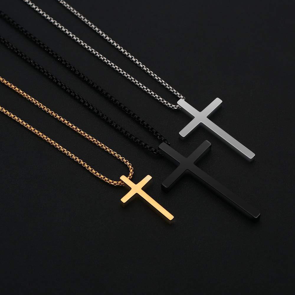 Gempoetry | New Ins style minimalist titanium steel black cross necklace, trendy men's versatile pendant, sweater chain accessory