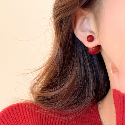 Gempoetry | Double sided bean earrings, Ankra red earrings, new popular style, high-end retro earrings for women