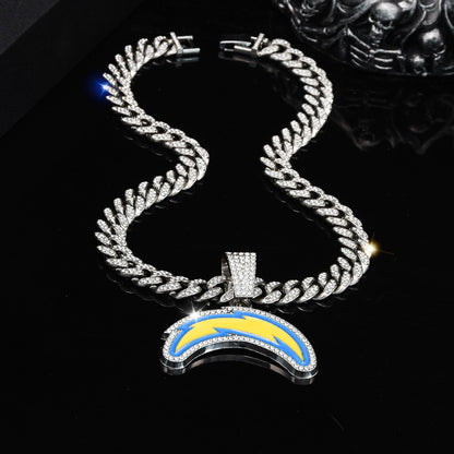 Gempoetry | NFL Los Angeles Chargers fashion personality Chargers football team necklace accessories men's hip-hop full diamond Cuban chain