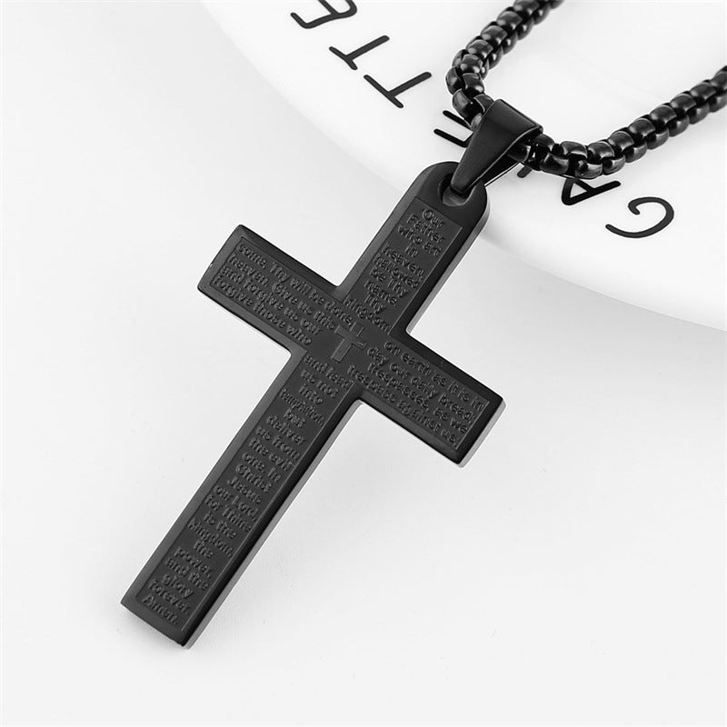 Gempoetry | Titanium steel gold cross necklace men's hip-hop titanium steel pendant sweater chain American hip-hop necklace men's black gold accessories trendy