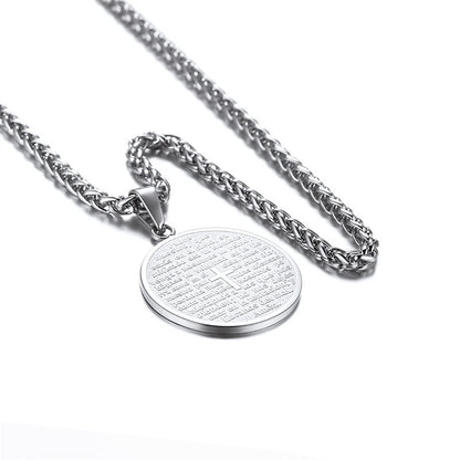 Gempoetry | Stainless steel round pendant, letter cross necklace, jewelry gift