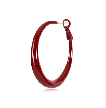 Gempoetry | Vintage plain circle Ankela red earrings with a light luxury and high-end feel, large earrings for women, new popular and exaggerated ear accessories