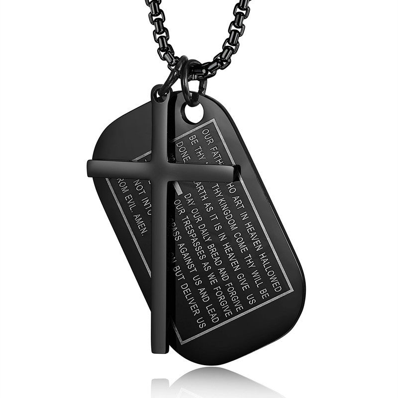 Gempoetry | Fashionable classic stainless steel cross titanium steel pendant, trendy men's versatile military brand necklace