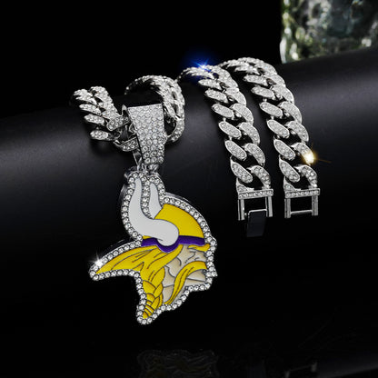 Gempoetry | NFL Minnesota Vikings Football Team Pendant Necklace with Male Personality Full Diamond Hip Hop Cuban Chain