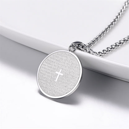 Gempoetry | Stainless steel round pendant, letter cross necklace, jewelry gift