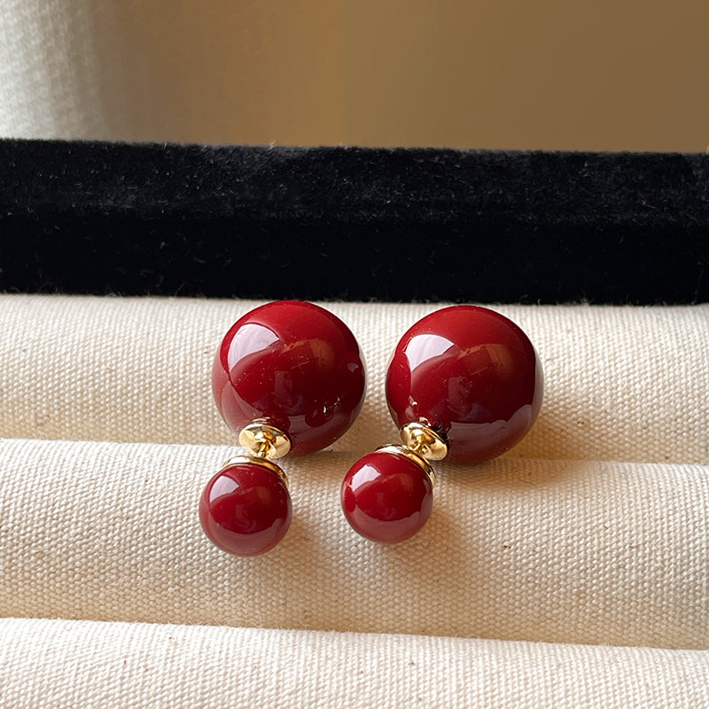 Gempoetry | Double sided bean earrings, Ankra red earrings, new popular style, high-end retro earrings for women