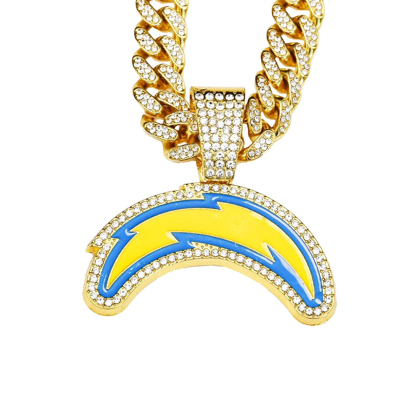 Gempoetry | NFL Los Angeles Chargers fashion personality Chargers football team necklace accessories men's hip-hop full diamond Cuban chain