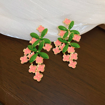 Gempoetry | Small, fresh, sweet, oil dripping flower earrings for summer, new style, high-end temperament, fashionable earrings, light luxury earrings