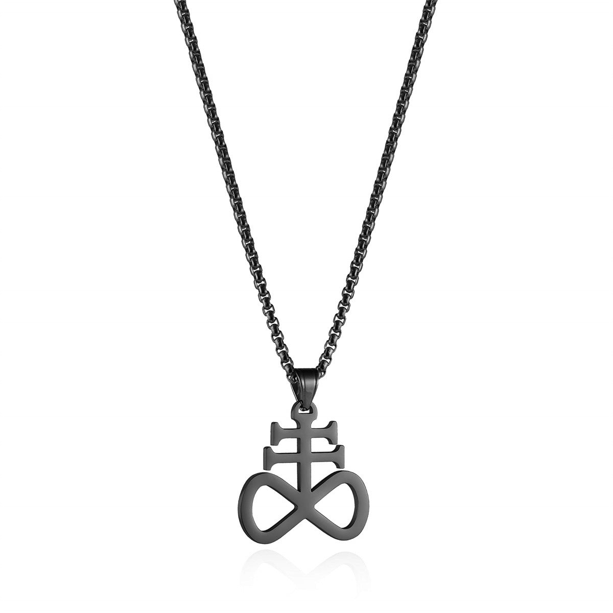 Gempoetry | New Satan Cross 8-Character Pendant Necklace Stainless Steel Religious Graphic Men's and Women's Fashion Accessories