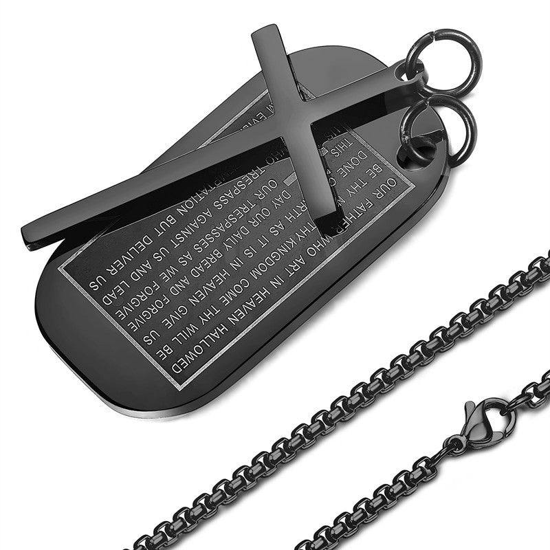 Gempoetry | Fashionable classic stainless steel cross titanium steel pendant, trendy men's versatile military brand necklace