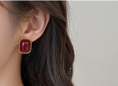 Gempoetry | Retro Ankra Red Dropped Glazed Earrings for Women in Autumn and Winter, with a Light Luxury Charm and a High Grade Feeling. Earrings with a Unique Design for the New Year