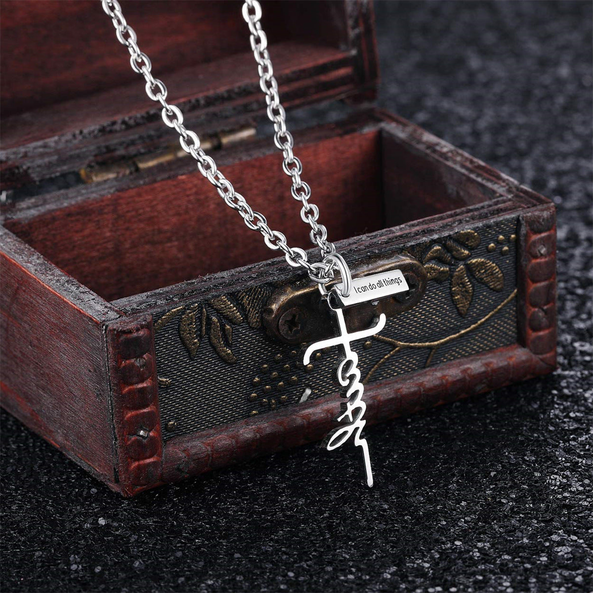 Gempoetry | Creative Alphabet Faith Cross Necklace Girl Boy Woman Man Bible Psalm Phillips 4:13