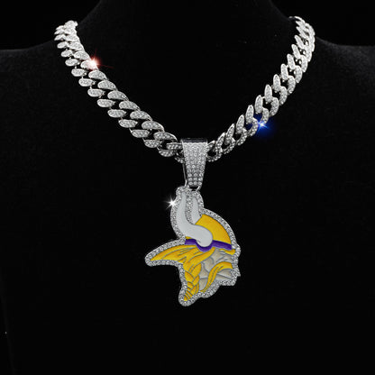 Gempoetry | NFL Minnesota Vikings Football Team Pendant Necklace with Male Personality Full Diamond Hip Hop Cuban Chain