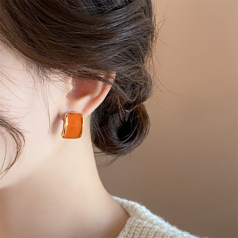 Gempoetry | Autumn and winter Mirad square earrings for women, popular new styles, light luxury high-end temperament earrings, niche unique earrings