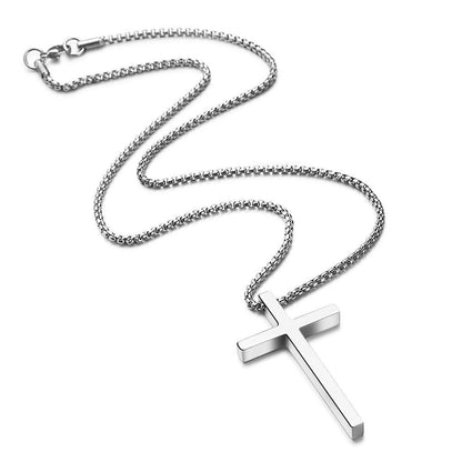 Gempoetry | New Ins style minimalist titanium steel black cross necklace, trendy men's versatile pendant, sweater chain accessory