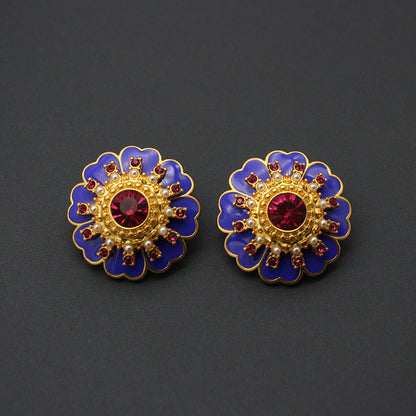 Gempoetry | Fashion New Fresh Plant Flower Sunflower Female Earrings European and American Vintage Purple Diamond Violet Small Flower Earrings