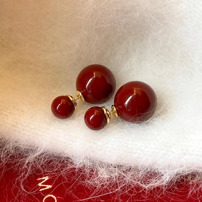 Gempoetry | Double sided bean earrings, Ankra red earrings, new popular style, high-end retro earrings for women