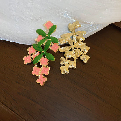 Gempoetry | Small, fresh, sweet, oil dripping flower earrings for summer, new style, high-end temperament, fashionable earrings, light luxury earrings