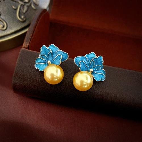 Gempoetry | Vintage Flower Pearl Drip Oil Earrings with Ins Premium Thread Inlaid Vintage Earrings, Fashionable and Versatile Earrings, New