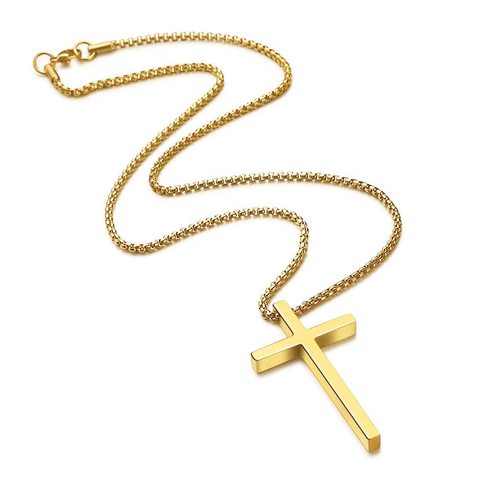 Gempoetry | New Ins style minimalist titanium steel black cross necklace, trendy men's versatile pendant, sweater chain accessory