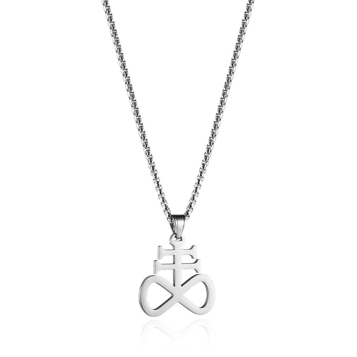 Gempoetry | New Satan Cross 8-Character Pendant Necklace Stainless Steel Religious Graphic Men's and Women's Fashion Accessories