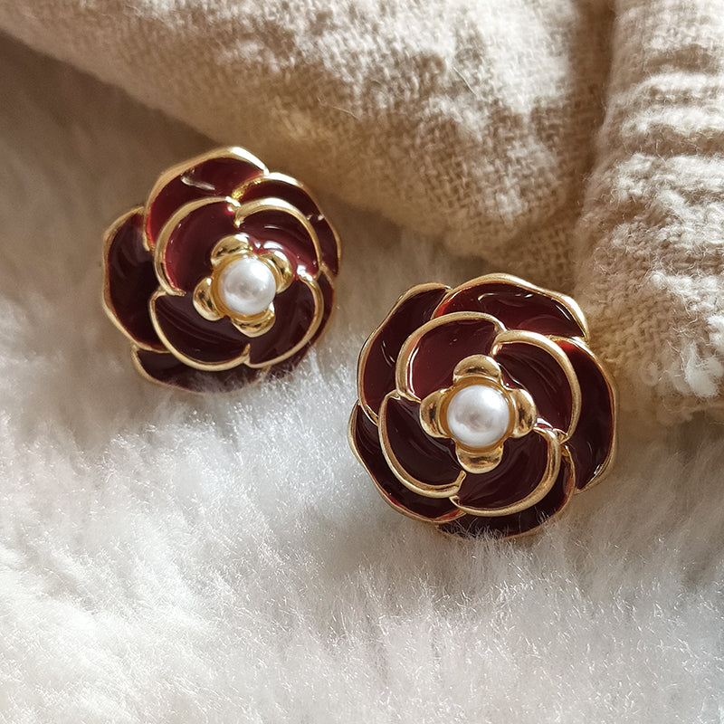 Gempoetry | Retro Ankora Red Pearl Earrings, New Popular, Unique, and Uniquely Designed for Women, High End Earrings