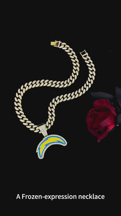 Gempoetry | NFL Los Angeles Chargers fashion personality Chargers football team necklace accessories men's hip-hop full diamond Cuban chain